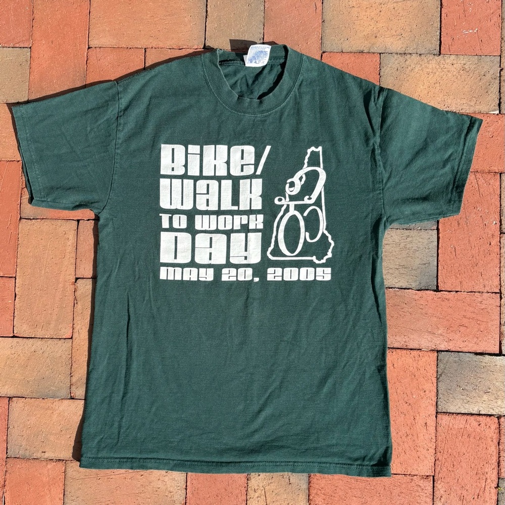 Vintage 2005 NH Bike Walk To Work Day T-Shirt Portsmouth Brewery Conservation